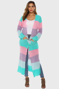 BEAUTIFUL I AM Color Block Long Sleeve Pocketed Cardigan