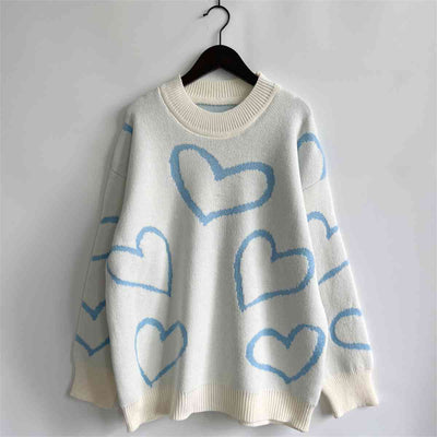 BEAUTIFUL I AM Heart Pattern Long Sleeve Sweater