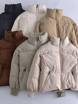 BEAUTIFUL I AM Zip Up Drawstring Winter Jacket Coat with Pockets