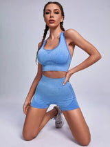 BEAUTIFUL I AM Scoop Neck Tank and Shorts Active Wear Set