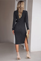 BEAUTIFUL I AM Surplice Neck Tied Ribbed Dress