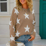 BEAUTIFUL I AM Star Pattern Round Neck Sweater