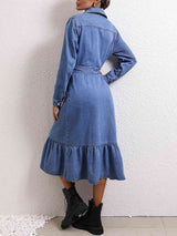 BEAUTIFUL I AM Collared Neck Button Down Denim Dress