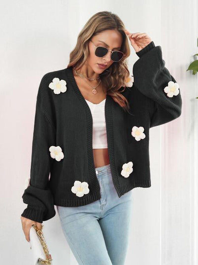 BEAUTIFUL I AM Floral Open Front Long Sleeve Cardigan