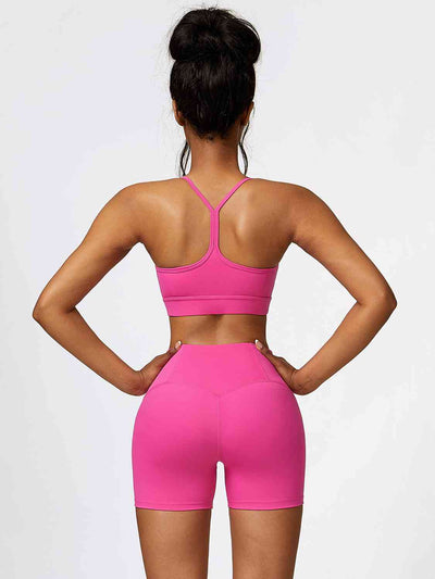 BEAUTIFUL I AM Sport Bra and Wide Waistband Shorts Active Wear Set