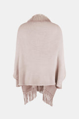 BEAUTIFUL I AM Fringe Open Front Long Sleeve Poncho