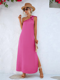 BEAUTIFUL I AM One-Shoulder Slit Maxi Dress