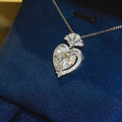 BEAUTIFUL I AM 3 Carat Moissanite 925 Sterling Silver Heart Pendant Necklace Jewelry