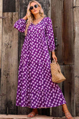 BEAUTIFUL I AM Printed Tie Neck Maxi Dress