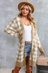 BEAUTIFUL I AM Plaid Open Front Long Sleeve Cardigan