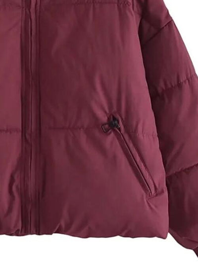 BEAUTIFUL I AM Zip Up Drawstring Winter Jacket Coat with Pockets