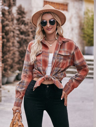 BEAUTIFUL I AM Plaid Dropped Shoulder Longline Shirt