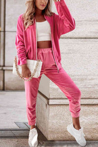 BEAUTIFUL I AM Zip-Up Jacket and Active Wear Pants Set