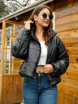 BEAUTIFUL I AM Zip-Up High Neck Puffer Jacket