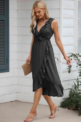 BEAUTIFUL I AM Ruffled Sleeveless Midi Dress