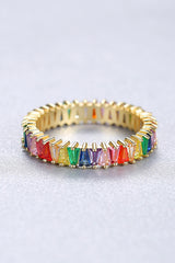 BEAUTIFUL I AM Multicolored Cubic Zirconia Jewelry 925 Sterling Silver Ring