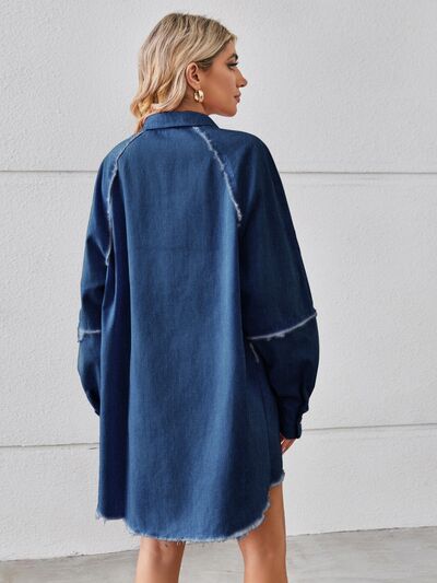 BEAUTIFUL I AM Raw Hem Button Up Denim Dress