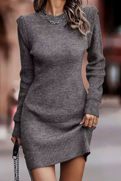 BEAUTIFUL I AM Rib-Knit Round Neck Sweater Dress