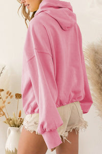 BEAUTIFUL I AM Zip-Up Dropped Shoulder Hoodie