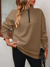 BEAUTIFUL I AM Zip-Up Dropped Shoulder Sweatshirt