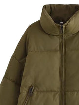 BEAUTIFUL I AM Zip Up Drawstring Winter Jacket Coat with Pockets