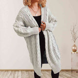 BEAUTIFUL I AM Cable-Knit Open Front Dropped Shoulder Cardigan