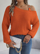 BEAUTIFUL I AM Asymmetrical Neck Long Sleeve Sweater