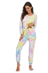 BEAUTIFUL I AM Tie-Dye Top and Drawstring Pants Lounge Set