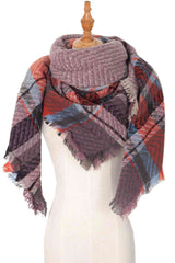 BEAUTIFUL I AM Plaid Raw Hem Polyester Scarf