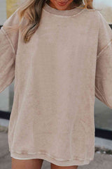 BEAUTIFUL I AM Ribbed Round Neck Drop Shoulder Sweatshirt