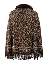 BEAUTIFUL I AM Leopard Fringe Hem Poncho