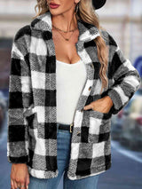 BEAUTIFUL I AM Plaid Button Up Collared Neck Jacket