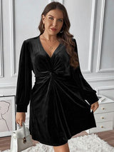 BEAUTIFUL I AM Plus Size Twisted V-Neck Long Sleeve Mini Dress