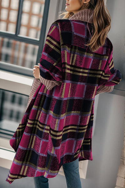 BEAUTIFUL I AM Plaid Open Front Long Sleeve Cardigan