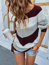 BEAUTIFUL I AM Color Block Rib-Knit Sweater