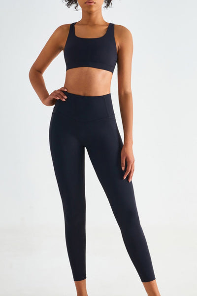 BEAUTIFUL I AM Wide Waistband Sports Leggings with Pockets Active Wear