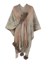 BEAUTIFUL I AM Heathered Fringe Hem Poncho