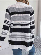 BEAUTIFUL I AM Striped Open Front Long Sleeve Cardigan