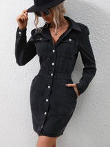 BEAUTIFUL I AM Button Down Denim Dress with Pockets