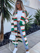 BEAUTIFUL I AM Striped Open Front Longline Cardigan