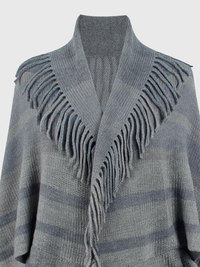 BEAUTIFUL I AM Fringe Detail Open Front Poncho