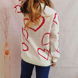 BEAUTIFUL I AM Heart Pattern Long Sleeve Sweater