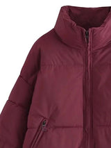 BEAUTIFUL I AM Zip Up Drawstring Winter Jacket Coat with Pockets