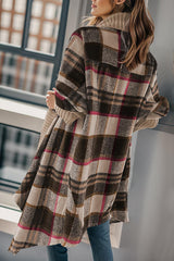 BEAUTIFUL I AM Plaid Open Front Long Sleeve Cardigan