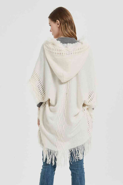 BEAUTIFUL I AM Fringe Hem Hooded Poncho