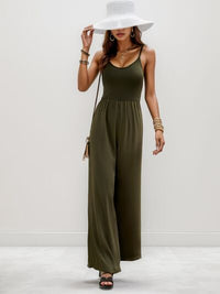 BEAUTIFUL I AM Scoop Neck Spaghetti Strap Wide Leg Pants Jumpsuit