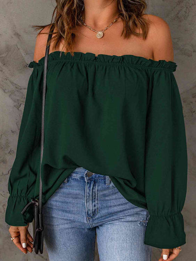 BEAUTIFUL I AM Off-Shoulder Flounce Sleeve Blouse Shirt