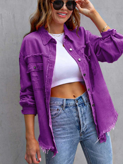 BEAUTIFUL I AM Distressed Drop Shoulder Denim Jacket