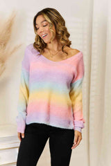 BEAUTIFUL I AM Gradient V-Neck Sweater