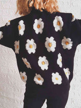 BEAUTIFUL I AM Flower Round Neck Long Sleeve Sweater